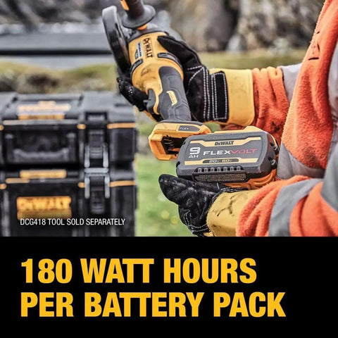 Worker holding FLEXVOLT 20V/60V MAX Battery Pack 9.0 Ah Two-Pack for Power Tools in outdoor setting