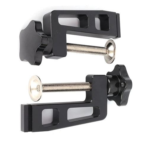 Built Tough Woodworking Fixture Clamps Aluminum Alloy Stainless Steel Grip Jigs For Router Table Saw Bench 45 And 75 Degree Angles showing quick release non-slip jaws.