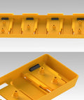 Battery Rack For 20V Battery Holder With 4 Slot Bulk Mount Wall Display Hook Organizer For 20V Tools Battery Not Included Yellow Finish