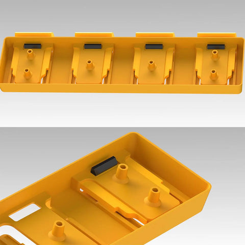 Battery Rack For 20V Battery Holder With 4 Slot Bulk Mount Wall Display Hook Organizer For 20V Tools Battery Not Included Yellow Finish