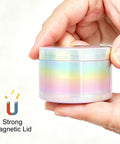 2 Inch Spice Grinder For Kitchen, Dope Compact White Rainbow Herb Grinder with Strong Magnetic Lid