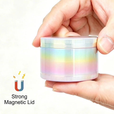 2 Inch Spice Grinder For Kitchen, Dope Compact White Rainbow Herb Grinder with Strong Magnetic Lid