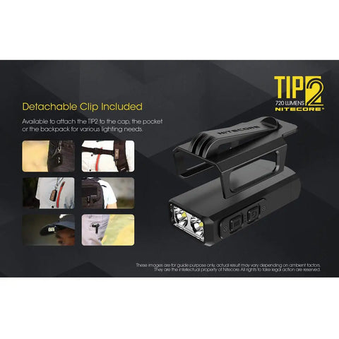 Tip 2 Keychain Flashlight With 720 Lumens USB Rechargeable EDC Pocket Light detachable clip display