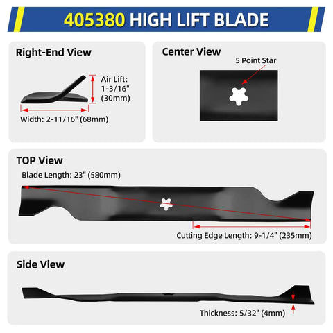 2 Pack Replacement 46 Inch Lawn Mower Blade For Husqvarna YTH22V46 YTH22K46 Z246 YT46LS YTH20K46 YTH21K46 YTH2K46 RZ4623 With 5 Star Mounting Pattern diagram
