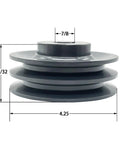 Built Tough Cast Iron Double Groove V Belt Pulley 4.25 Inch OD Bore 0.875 Inch Fits A 3L and 4L Belts with Standard Keyseat and Finished Bore, Static Balanced Sheave for Smooth, Reliable Power Transfer, 4.25 in pulley with 7/8 bore