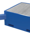 Heavy Duty Steel Offset Concrete Filled Base Eighteen Inch Height For Portable Jib Cranes blue finish side view demonstrating stability and design.