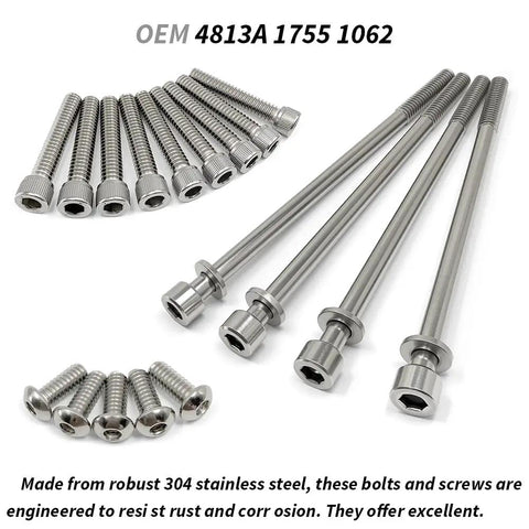Bulletproof Stainless Steel Primary Cover Bolt Kit With Clutch Gasket For Harley Davidson Touring Models Electra Glide Road King Street Glide 2007 To 2016 detailed bolts viewed from above.