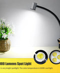 Magnetic IP65 Waterproof Led Work Light With Flexible Gooseneck, 900 Lumens, 110V-240V Range, illuminating a desk