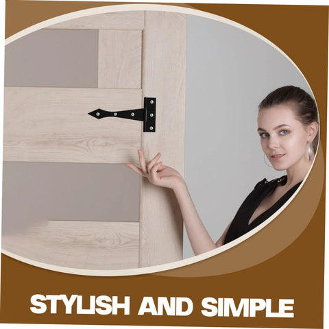 Installed view of DOITOOL heavy-duty iron cabinet hinge on light wood cabinet door; black hinge with multiple screws