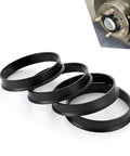 4 Pack Hub Centric Rings 66 6 To 57 1 Mm Plastic Adapters For All Cars And Trucks Black rings set on a white background.