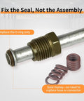 24 Pack FKM Fuel Line O Ring Kit For Quick Connect Fittings 5/16 Inch And 3/8 Inch showing O-ring sealing metal connector