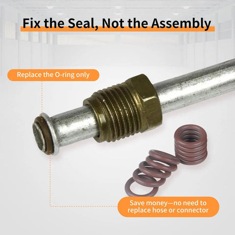 24 Pack FKM Fuel Line O Ring Kit For Quick Connect Fittings 5/16 Inch And 3/8 Inch showing O-ring sealing metal connector