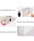 Xiuganpo white marine boat storage box with concealed button lock and two non-slip cup holders