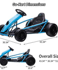 Dimensions of Dual 300W Go Kart For Kids With 24V System, Eight Point One MPH Top Speed, Drift Ready Ride On Toy