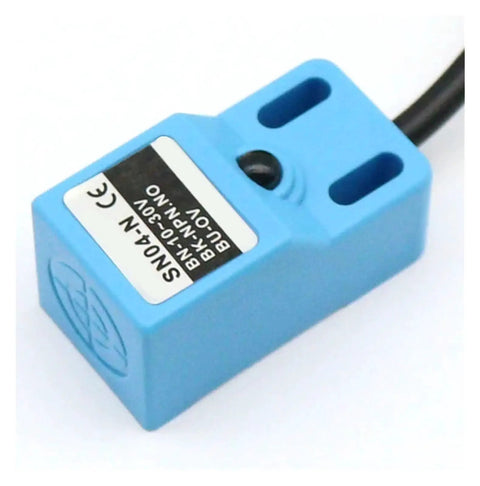 Metal Detection Sensor Proximity Switch For Metal Inspection SN04 N SN04 N2 SN04 P SN04 P2 SN04 D1 D2 Y1 Y2 NPN PNP NC NO blue rectangular sensor with cable