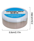 High-Performance Rosin-Style Solder Flux Paste For Electronics Repairs, 35g container with dimensions, wetting-boosting flux.