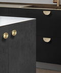 Gold Semicircular Cabinet Handle For Wardrobe, Drawer And Door Zinc Alloy Pull Knob on modern dark cabinets