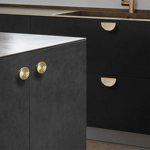Gold Semicircular Cabinet Handle For Wardrobe, Drawer And Door Zinc Alloy Pull Knob on modern dark cabinets