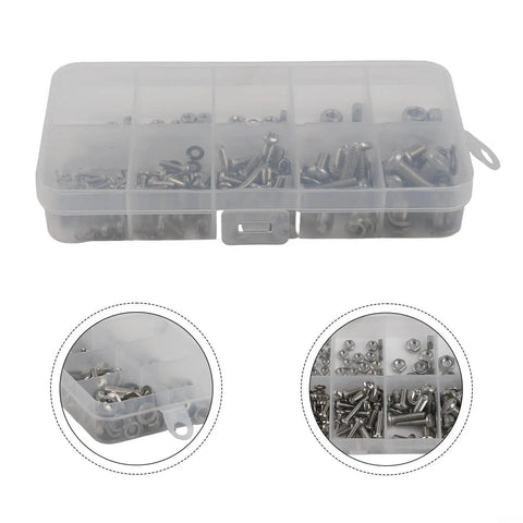 320 Piece Stainless Steel Hex Socket Screws Nuts Bolts Kit 304 Rust Resistant Round Flat Head Washer