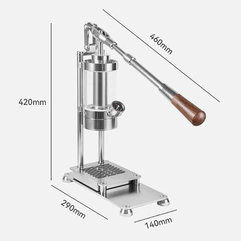 Premium Manual Lever Espresso Maker With 58Mm Professional Brewing Head Portable Hand Pressed Coffee Machine dimensions and details.