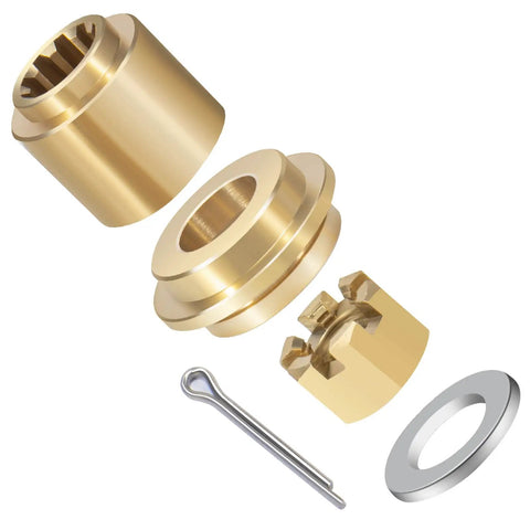 Propeller Installation Hardware Kit For Yamaha 25-30HP Outboards, Includes Thrust Washer, Spacer, Washers, Nut, And Cotter Pin For 10 Spline Props