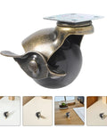 8Pack Vintage Bronze Furniture Caster Wheels With Heavy Duty Flat Plate Mount, showing close-up of bronze wheel and mount.