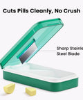 Pill Cutter And Splitter With Sharp Blade For Big Or Small Pills No Fuss BPA Free Food Grade Plastic Soft Silicone V Shape Holder