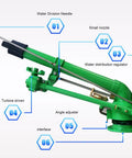 Heavy Duty Irrigation Spray Gun With Adjustable Angle Turbine Sprinkler And Replaceable Nozzles Metal Garden Irrigation Tool