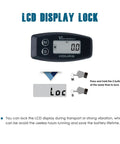 Cordless Vibration Hour Meter With Wireless Sensor Adjustable Sensitivity Levels Low Medium High Accurate Runtime Tracking And Triple Timer Alerts For Gear And Rig Maintenance And Preventive Servicing LCD display lock
