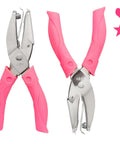 Pink Dual Shape Heart And Star Hole Puncher, Handheld Metal Craft Punch, 5.5mm Heart And 5mm Star, Soft Grip Handle shown in use