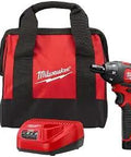 Three Eighths Inch Cordless Ratchet And Screwdriver Kit, 12-Volt Two-Tool Set With Battery, Charger, And Tool Bag, front view
