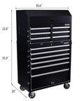 Rolling Tool Cabinet With Detachable Top Toolbox Two In One Modular Tool Storage Cart Lockable Wheels And Ball Bearing Sliders Beefy Heavy Duty Metal Chest In Black Powder Coat For Garage Workshop And Warehouse, 35.6 x 20 x 55.1 in