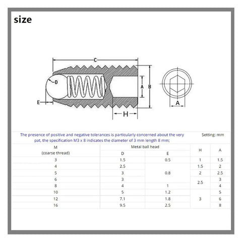 Rock Solid 304 Stainless Steel Spring Plunger M6 Grub Bolt Featuring Precision Ball Detent Fastener 30mm Long No Sweat Heavy Duty Set Screw For Garage Builds And Shop Fixes 10 Pack size diagram and specifications