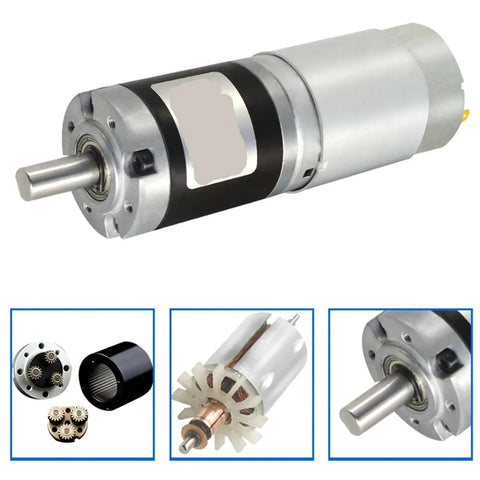 36mm DC Planetary Gear Motor With PWM Speed Control And Governor 12V 24V High Torque Micro Gearbox close-up parts view