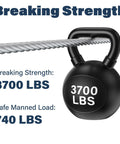 Heavy Duty Three Sixteenth Inch Stainless Steel Wire Rope Kit 3700 lb breaking strength illustrated with weight