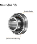 Pillow Block Bearing UC207-22 1 3/8 Inch Bore Chrome Steel GCR15 Flange Mounted Housing, double sealed view.