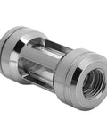 Chiciris G1/4 Brass Inline Water Cooling Filter For PC Liquid Loop, 50mm x 24mm silver acrylic body with mesh strainer.