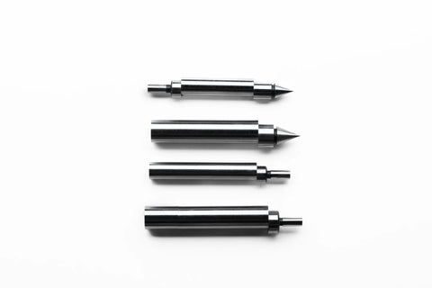 Set of four industrial grade mechanical edge finders with tactile tips and 3/8-inch shanks for CNC mill setup.