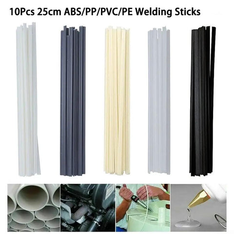 Ultimate 10 Pcs Plastic Welding Rods For ABS PP PVC PE Fix Bumpers Tanks Pipes and Shells With Strong Hold And Odorless Soldering Supplies For Cars And Motorcycles Today - Variety of colors and sizes in a set.