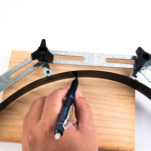 37 Inch Flexible Curve Template For Woodworking, Adjustable Segments That Lock Independently used on wood block