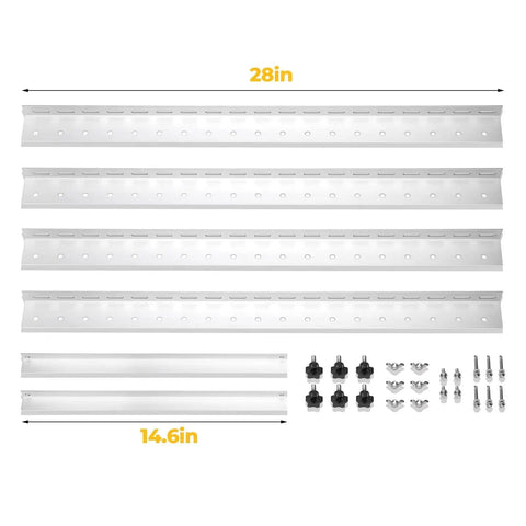 28 Inch Adjustable Solar Panel Tilt Mount Brackets With Foldable Tilt Legs For Roof RV Boat And Off Grid Setups, rails and hardware