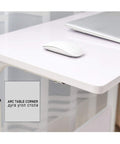 Close-up of Adjustable Rolling Laptop Table with Smooth Ride Wheels for Bed Sofa or Living Room mobile workstation surface.