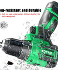 Heavy Duty Brushless Impact Wrench 16 Volt Cordless Power Tool crushing 380 Nm torque, drop-resistant design in water spray.