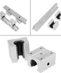 Rock Solid SBR12 Linear Guide Rail Kit 200mm Set with 4 SBR12UU sliding blocks and 2 precision rails for CNC use