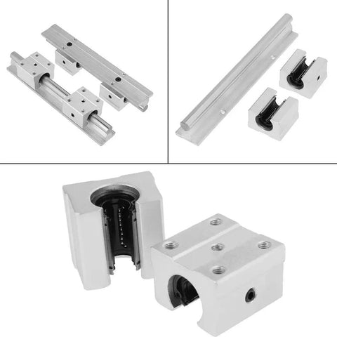 Rock Solid SBR12 Linear Guide Rail Kit 200mm Set with 4 SBR12UU sliding blocks and 2 precision rails for CNC use