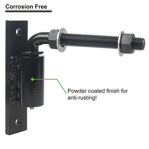 Beefy Three Quarter Inch J Bolt Gate Hinge For Large Driveway Gates Up To 1100 Pounds No Welding Lubricated Ball Bearing Hinge 2 Packs Bolt On Heavy Duty Swing Gate Hardware black powder coated J-bolt hinge