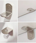 Dead Nuts Secure Quarter Inch L Shaped Shelf Pegs 40 Pack Cabinet Bracket Pins showcasing various angles of durable metal support brackets.