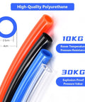 Auxazalux air line kit with polyurethane tubes in orange, black, blue; 12 ft length, push-in fittings for Eaton Fuller