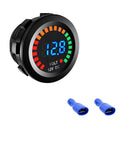 Waterproof DC 12V Voltmeter With LED Digital Display, Round Panel Battery Voltage Tester For Car Motorcycle Boat, Beast Pro Grade Gauge With Terminals, All Weather, Easy Install, Universal Vehicle Voltage Meter, round black panel with blue display and terminals