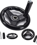 Three Spoke Handwheel With Revolving Handle for Milling Machines and Lathes, Adjustable Black Hand Wheel, Screw Hole Mount
